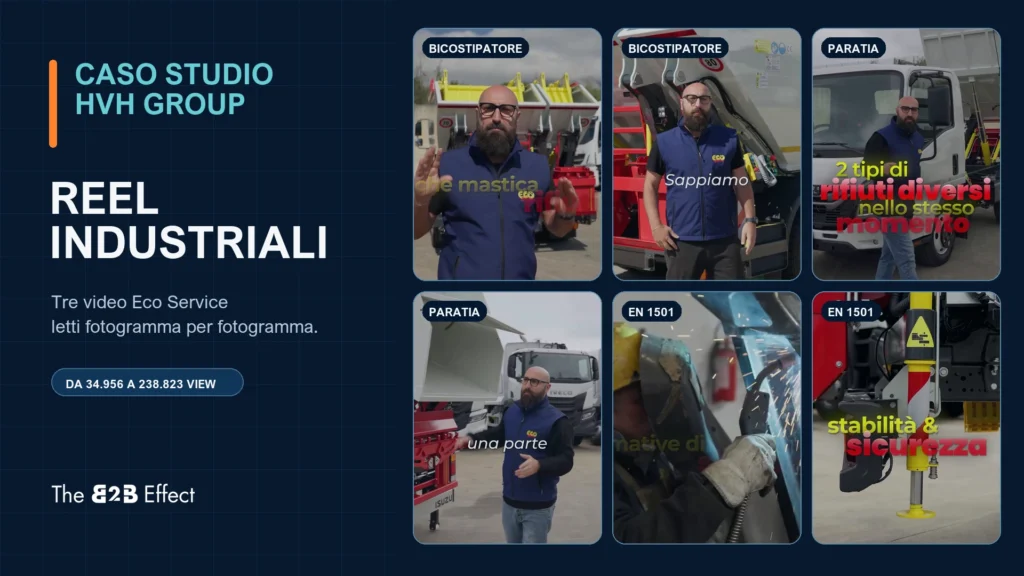 Fotogrammi dei reel industriali Eco Service nel caso studio HVH Group